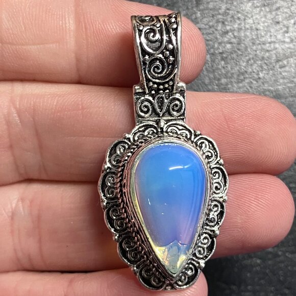 Ornate Opalite Pendant Stone Crystal Jewelry - Picture 1 of 5